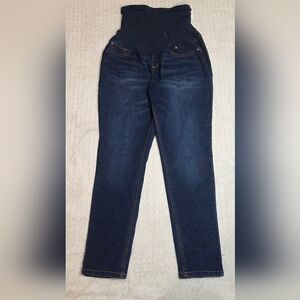 Motherhood Maternity Jeans Size L Dark denim flare 5 pocket.